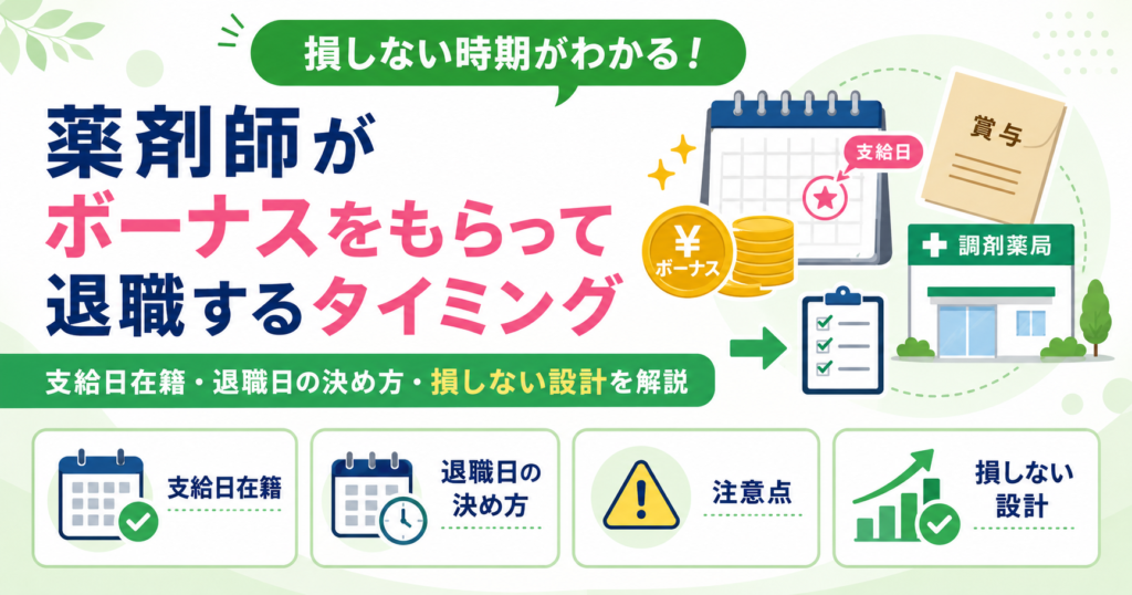 薬剤師 ボーナス もらって 退職 タイミング