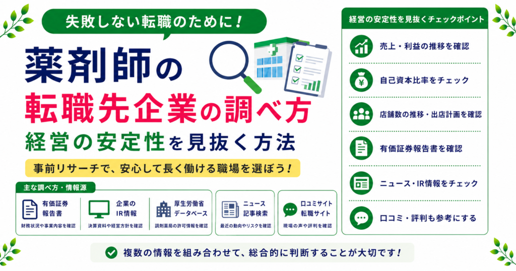 薬剤師 転職先 企業 調査 方法