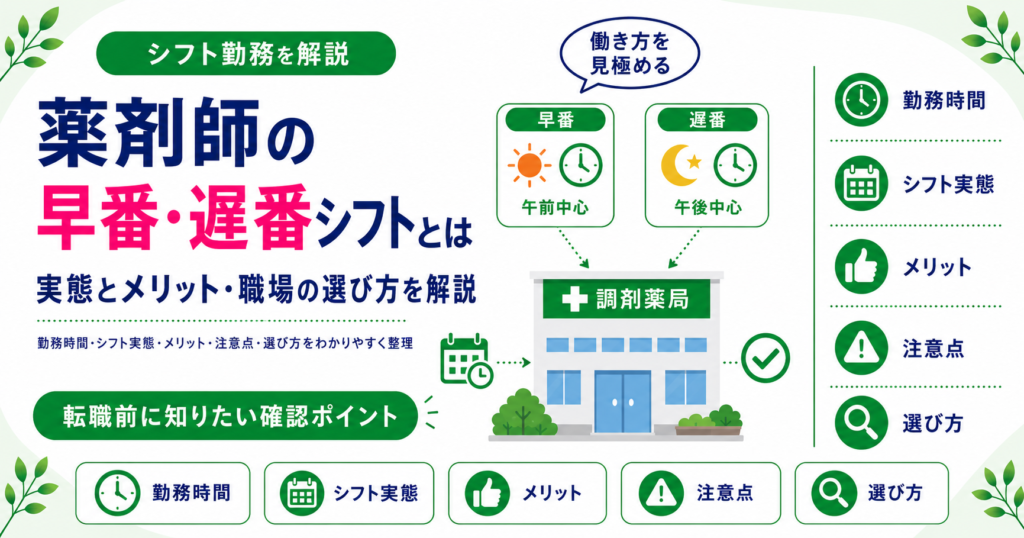 薬剤師 早番 遅番 シフト 転職