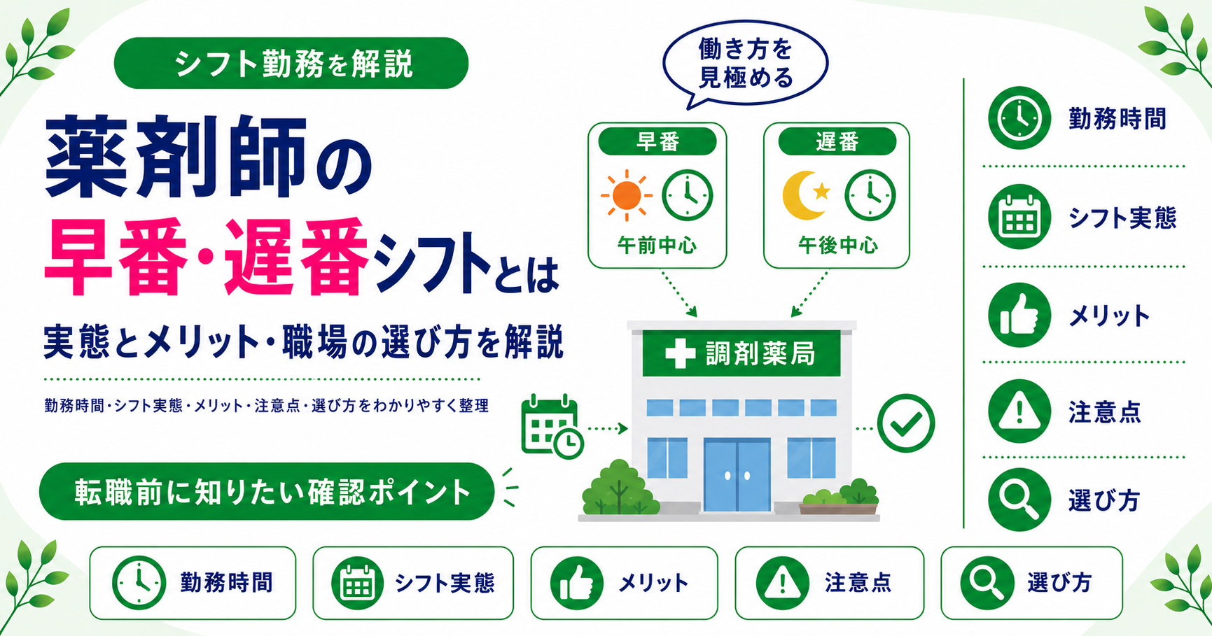 薬剤師 早番 遅番 シフト 転職