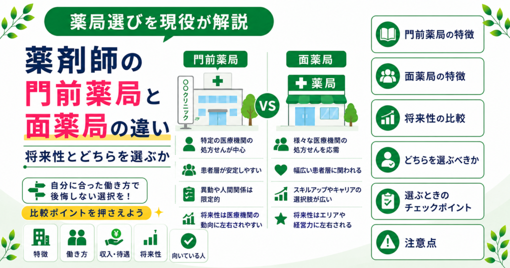 薬剤師 門前薬局 面薬局 違い