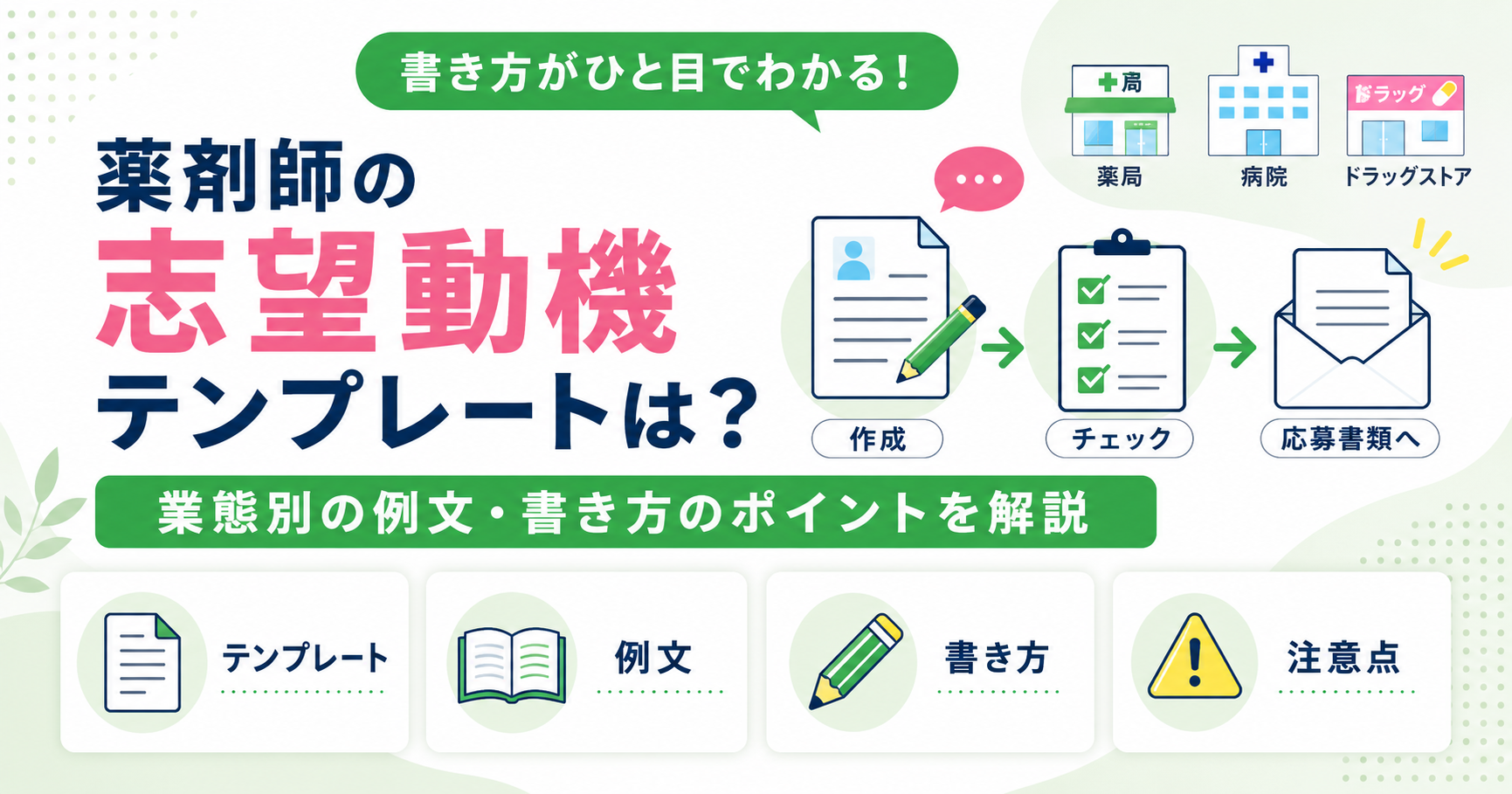 薬剤師 志望動機 例文 テンプレート
