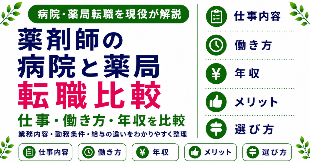 薬剤師 病院 薬局 転職 変わること