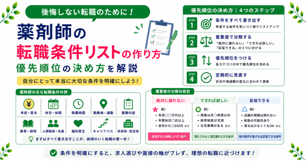 薬剤師 転職 条件 リスト 優先順位
