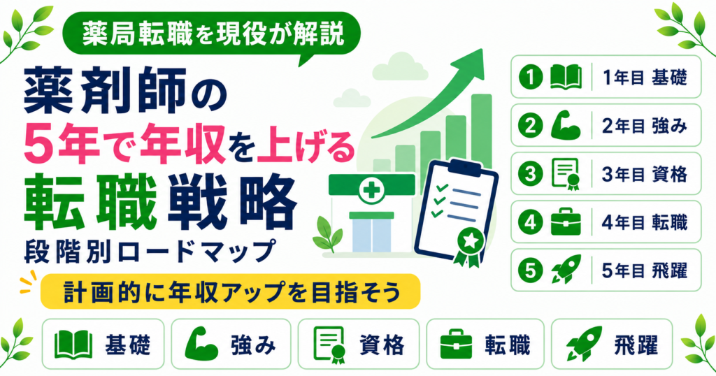 薬剤師 年収 5年 上げる 転職 戦略