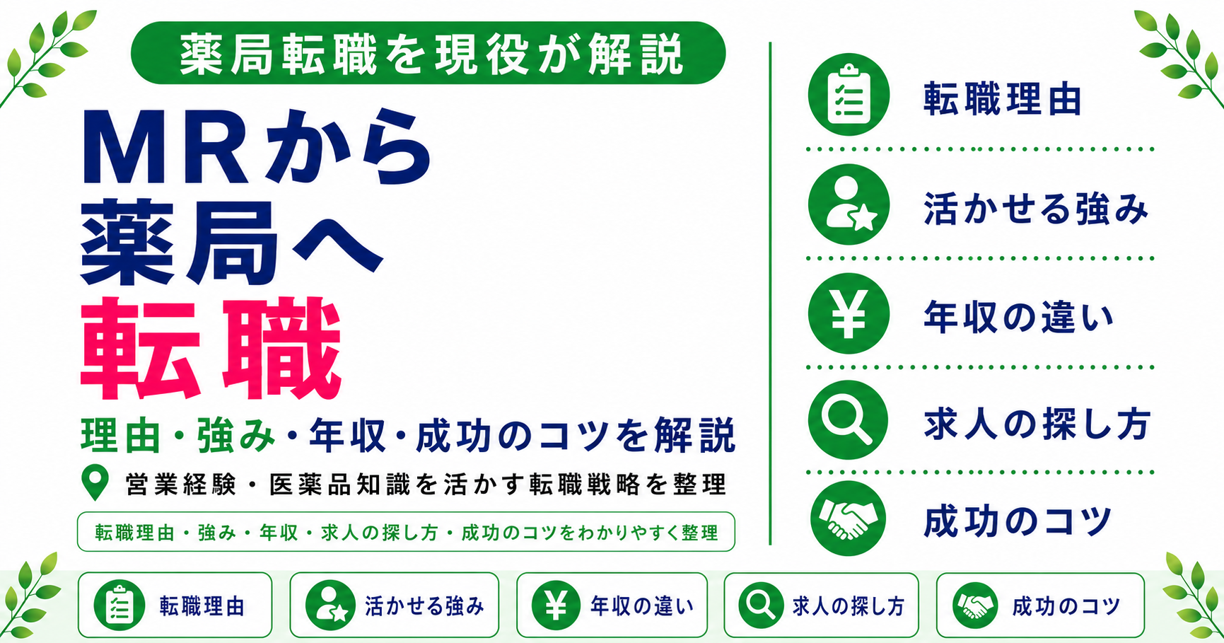 薬剤師 MR 薬局 転職