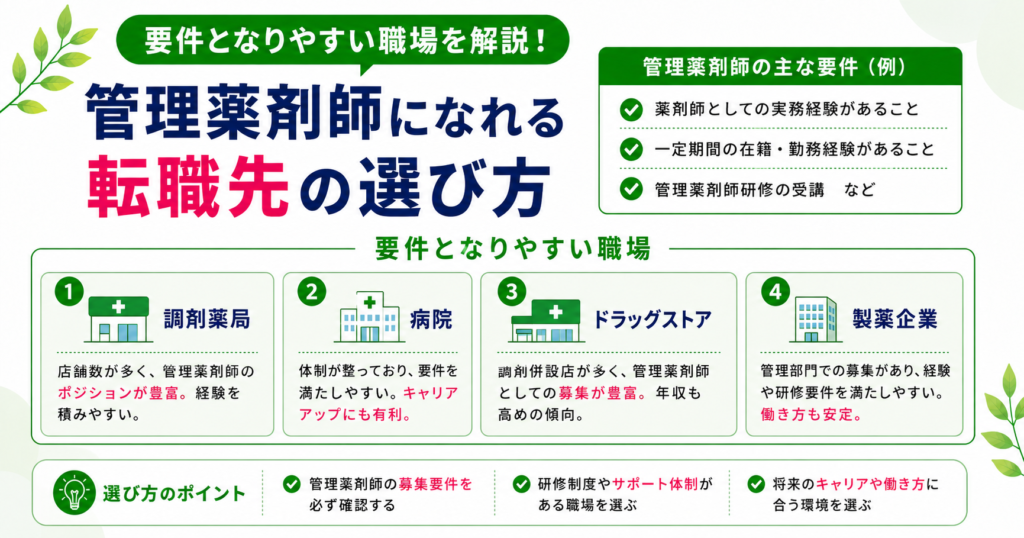 管理薬剤師 なれる 転職先 選び方