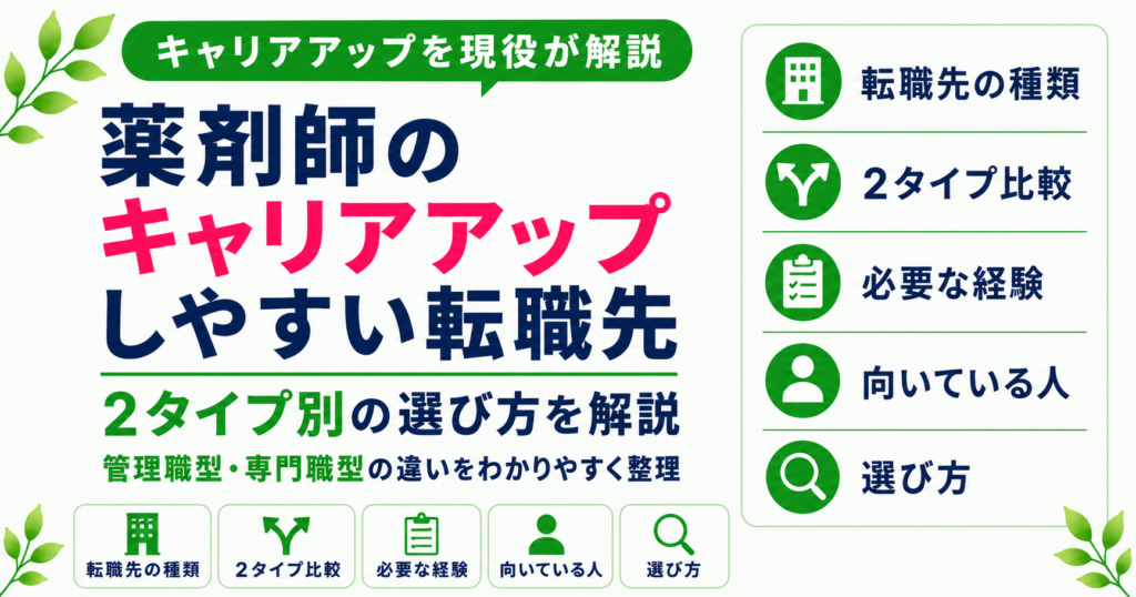 薬剤師 キャリアアップ しやすい 転職先