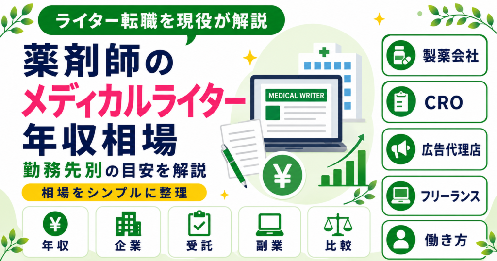 薬剤師 メディカルライター 年収 相場