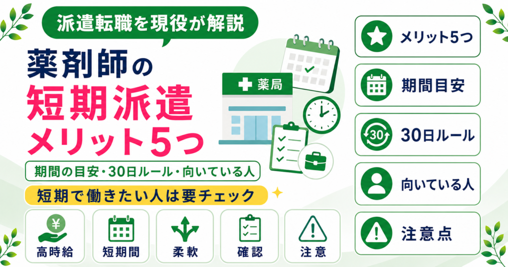 薬剤師 短期 派遣 メリット