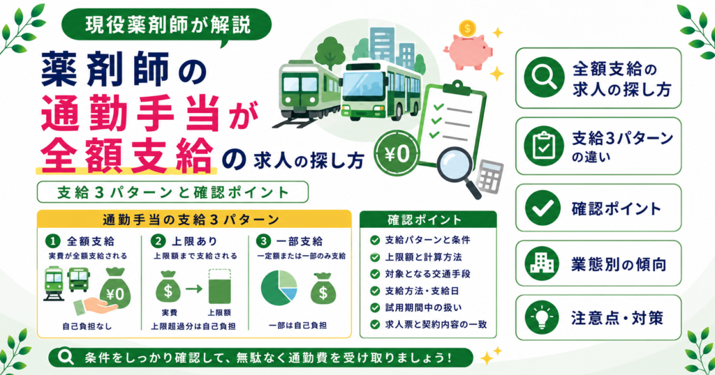 薬剤師 通勤手当 全額支給 求人