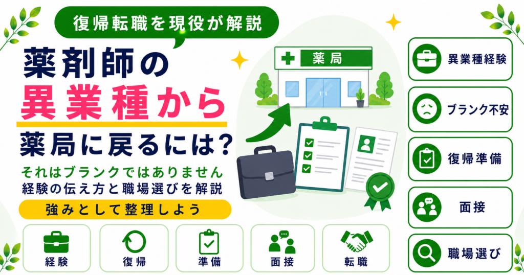 薬剤師 異業種 薬局 戻る 転職