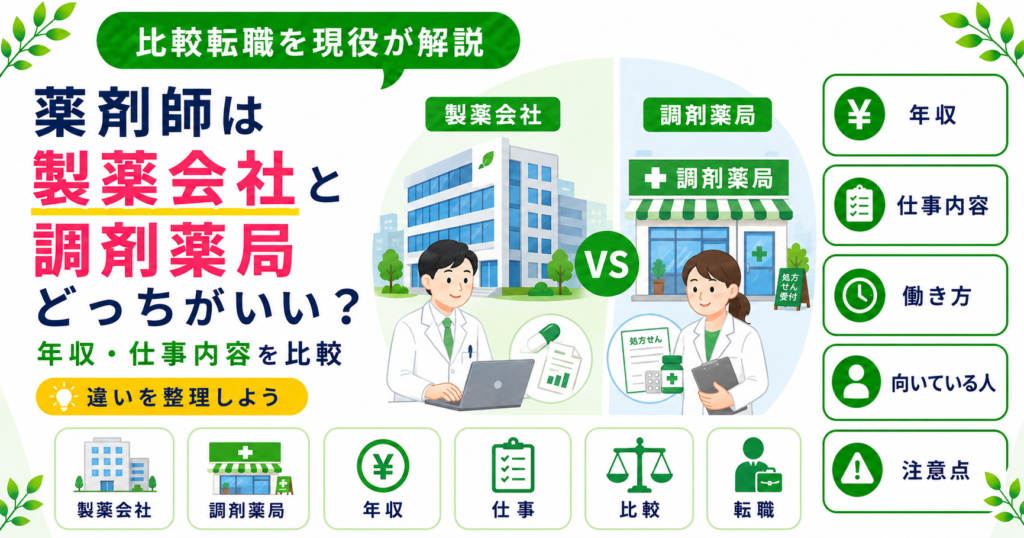 薬剤師 製薬会社 調剤薬局 比較