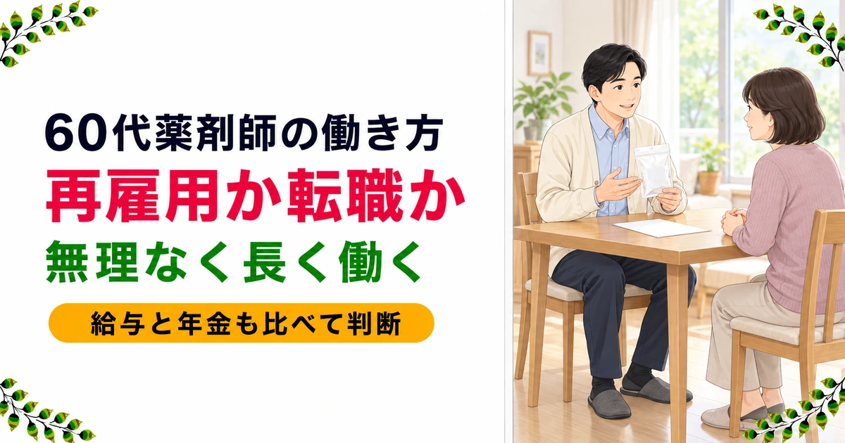 60代薬剤師の転職と再雇用|どちらを選ぶ?働き方と年金の考え方