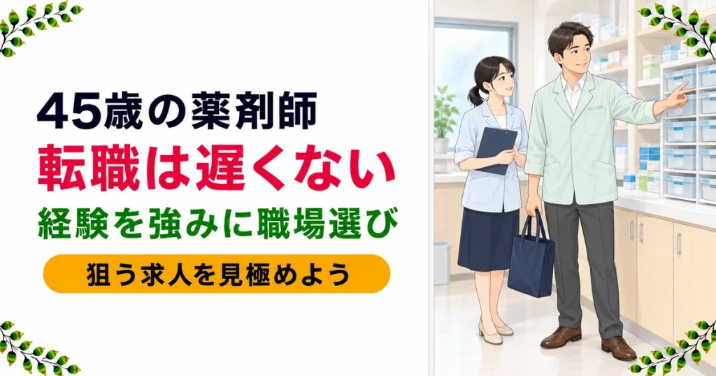 薬剤師の45歳の転職は遅い？遅くない理由と狙うべき職場を解説