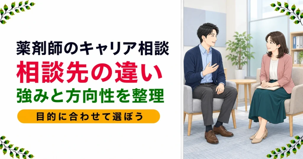 薬剤師のキャリアカウンセリング｜相談先3つの違いと使い方