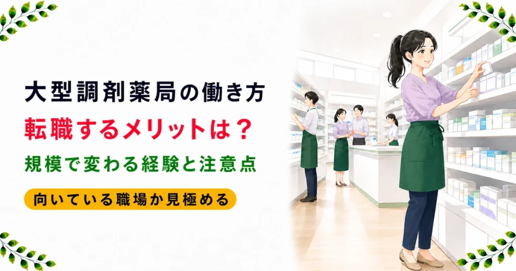 大型調剤薬局に転職するメリットは？店舗規模で変わる働き方