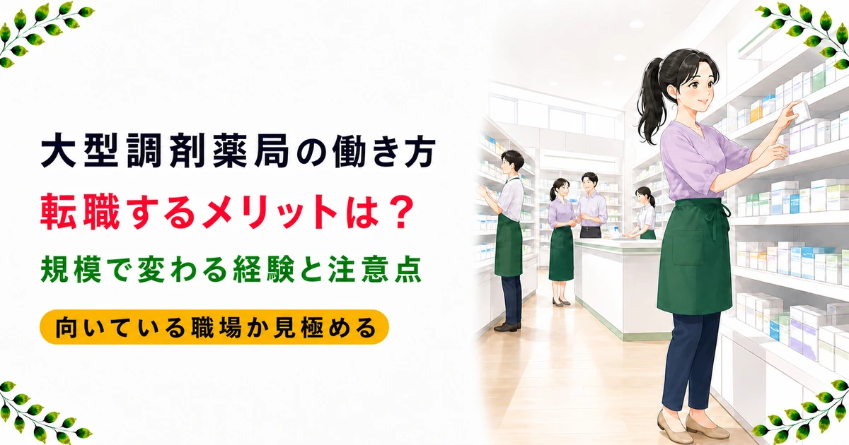 大型調剤薬局に転職するメリットは?店舗規模で変わる働き方