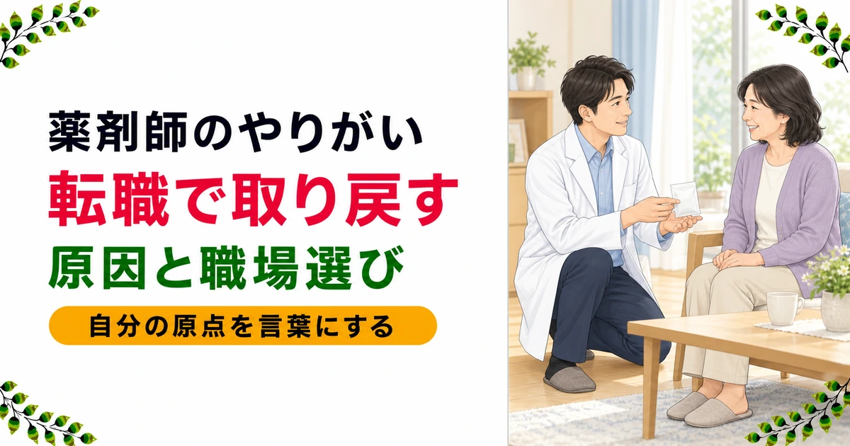 薬剤師のやりがいは転職で取り戻せる|原因と職場の選び方