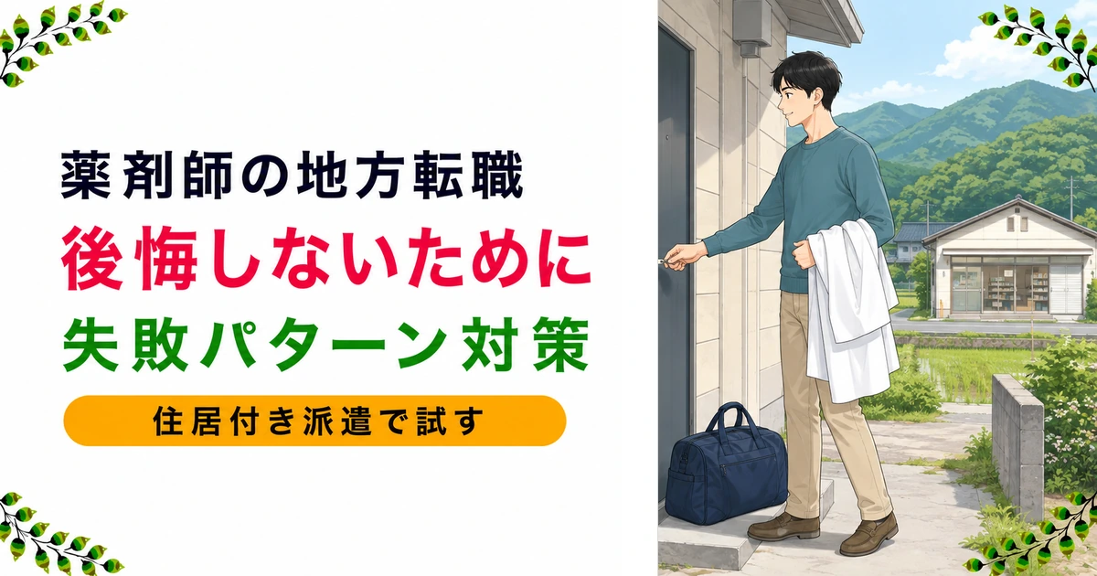 薬剤師の地方転職は後悔する?メリット5つ・デメリット4つ・失敗する5パターンの対策・住居付き派遣でお試し移住する方法を現役薬剤師が解説