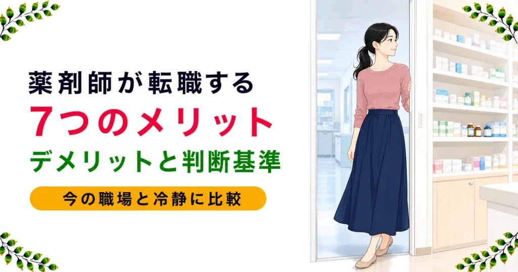 薬剤師が転職するメリット7つ｜デメリットと対処法・転職すべきサインの判断基準・転職しない方がいいケースを現役薬剤師が解説