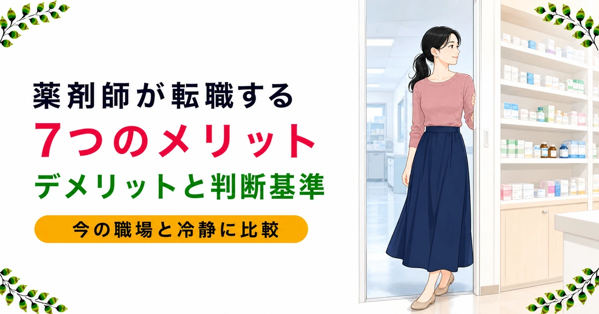 薬剤師が転職するメリット7つ|デメリットと対処法・転職すべきサインの判断基準・転職しない方がいいケースを現役薬剤師が解説