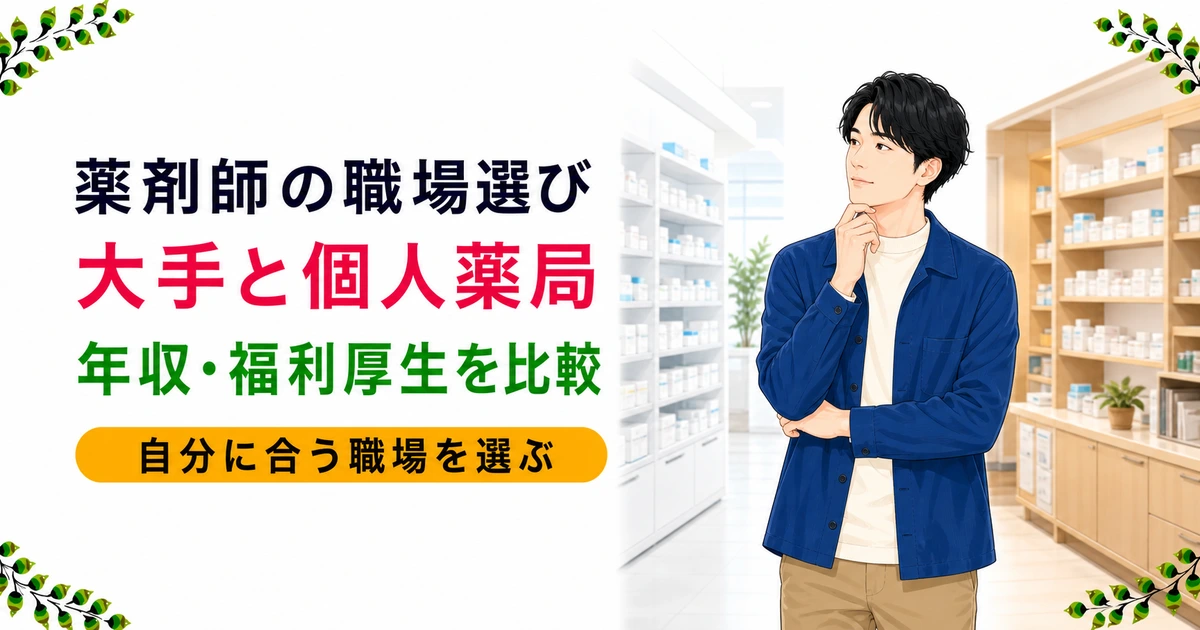 薬剤師の大手と個人薬局の違い|年収・福利厚生はどっちが上?