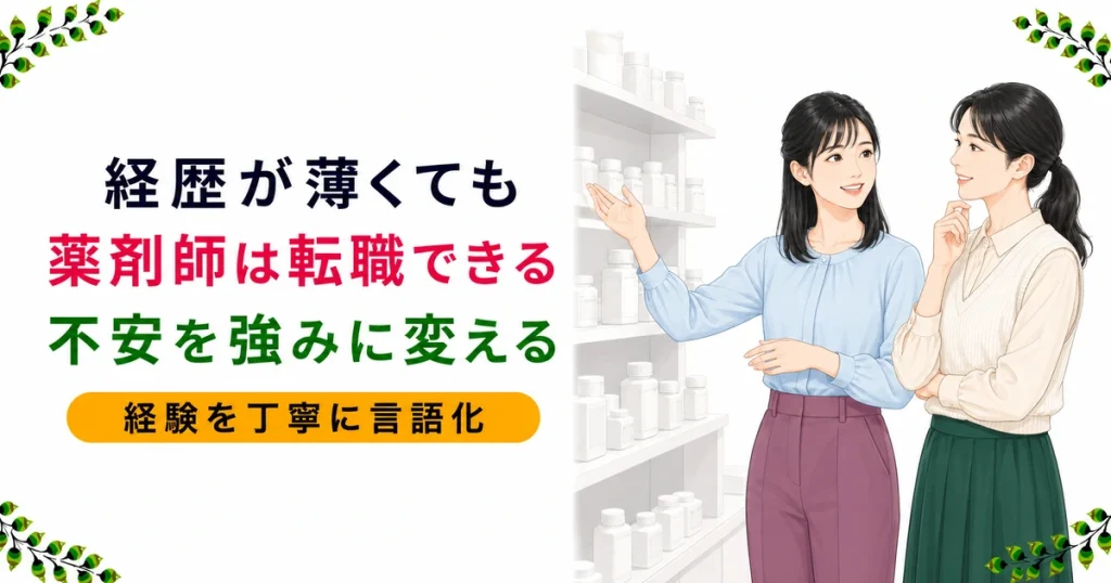 薬剤師は経歴が薄くても転職できる｜不安を強みに変えるコツ