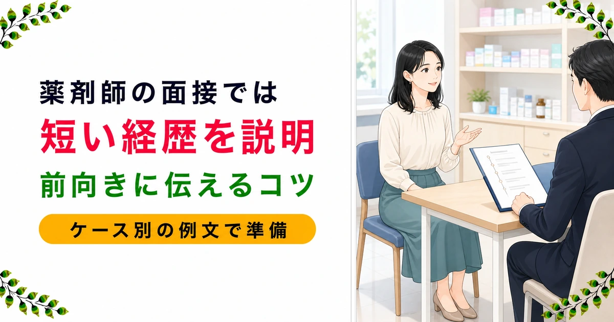 薬剤師の面接で短い経歴をどう説明する？ケース別の例文と伝え方