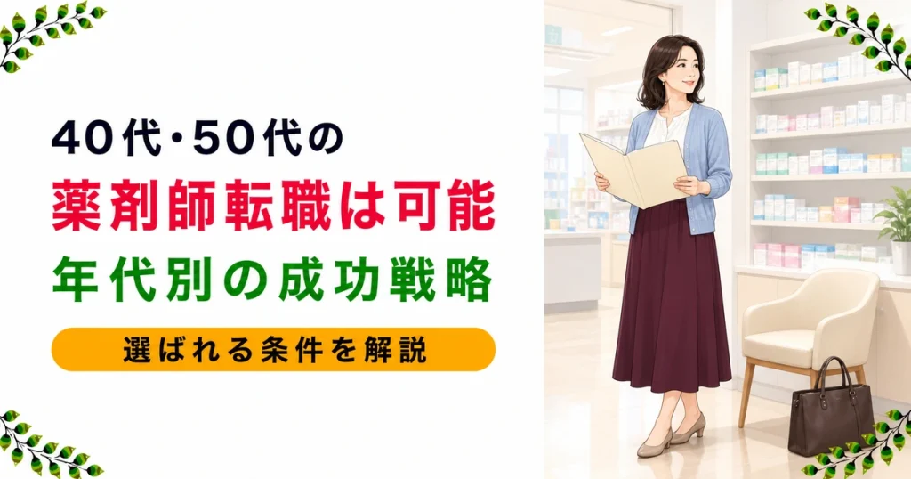 40代・50代の薬剤師でも転職できる？現実的な上限・大手と中小の違い・年代別の攻略法・選ばれる薬剤師の条件を現役薬剤師が解説