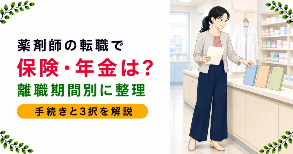 薬剤師の転職で社会保険・年金はどうなる？離職期間あり・なし別の手続きフロー・健康保険3択比較・保険薬剤師登録の変更手続きまで現役薬剤師が解説