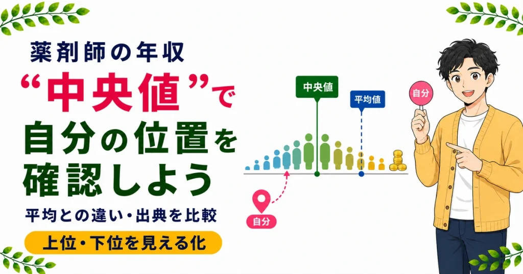 薬剤師の年収は中央値547万円が基準｜自分が上位・下位どちらか3分でチェック