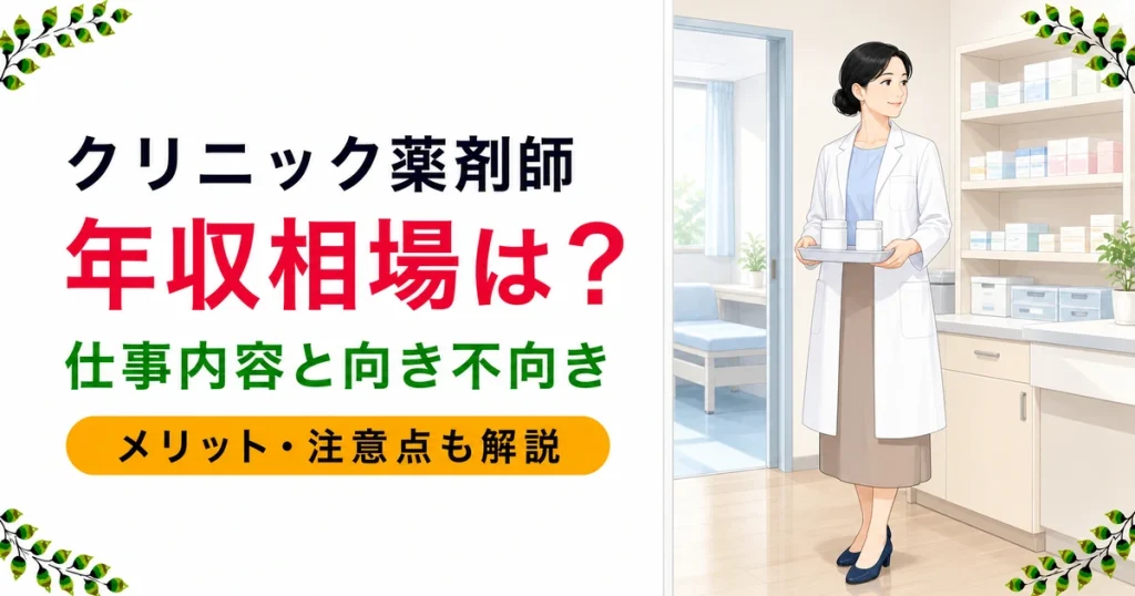 クリニック薬剤師の年収相場は？仕事内容と向き不向きを現役薬剤師が解説