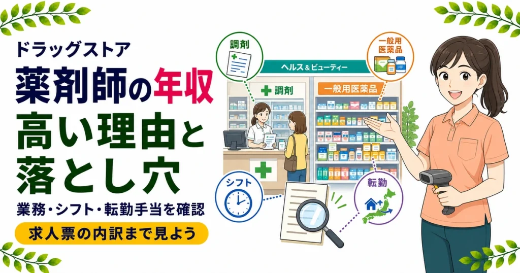 ドラッグストア薬剤師の年収は取りやすい職場ランキング1位？平均547万円の正体と落とし穴