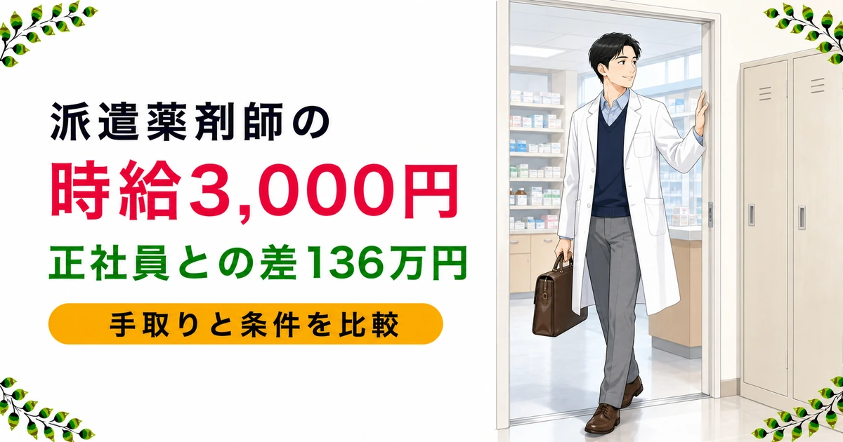 薬剤師派遣の時給・年収|中央値3,000円から正社員との差136万円の正体まで解説