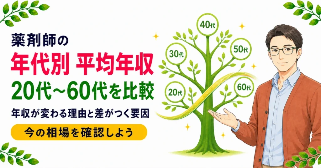 薬剤師の平均年収を年代別に比較｜20代〜60代の相場早見表