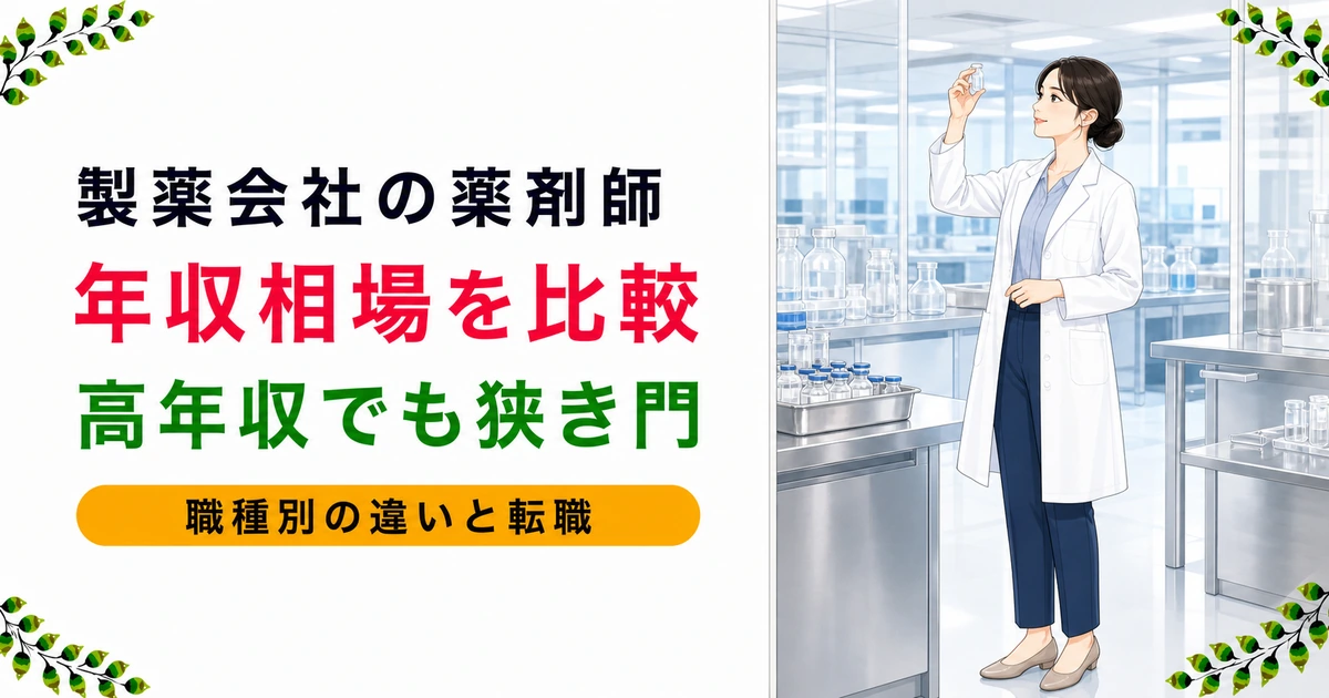 製薬会社の薬剤師の年収相場は?職種別の違いと転職の現実を解説