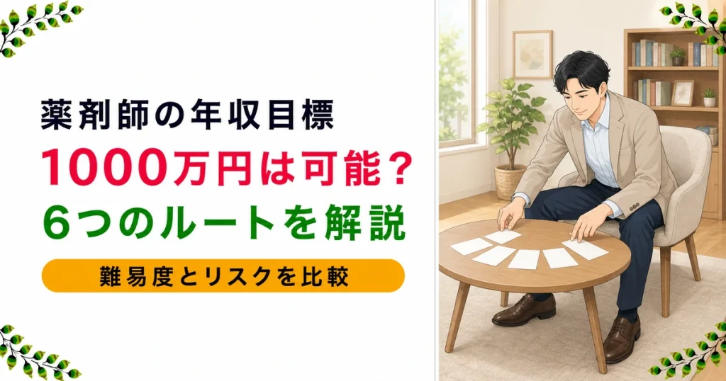 薬剤師の年収1000万円は可能？6つのルートと難易度を現役薬剤師が解説