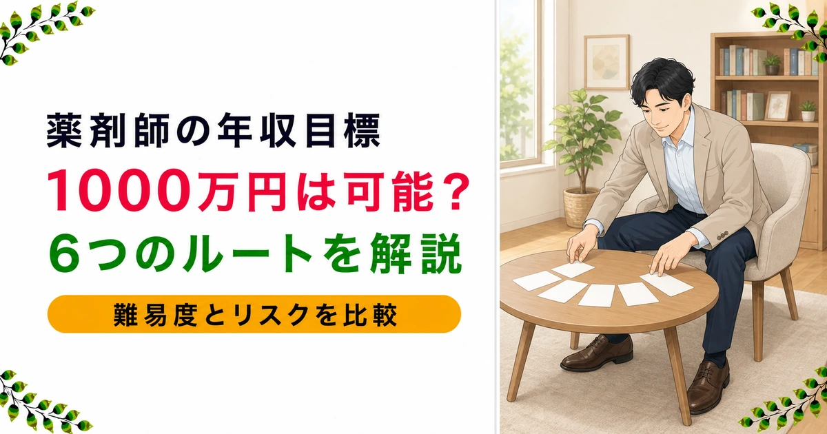 薬剤師の年収1000万円は可能？6つのルートと難易度を現役薬剤師が解説