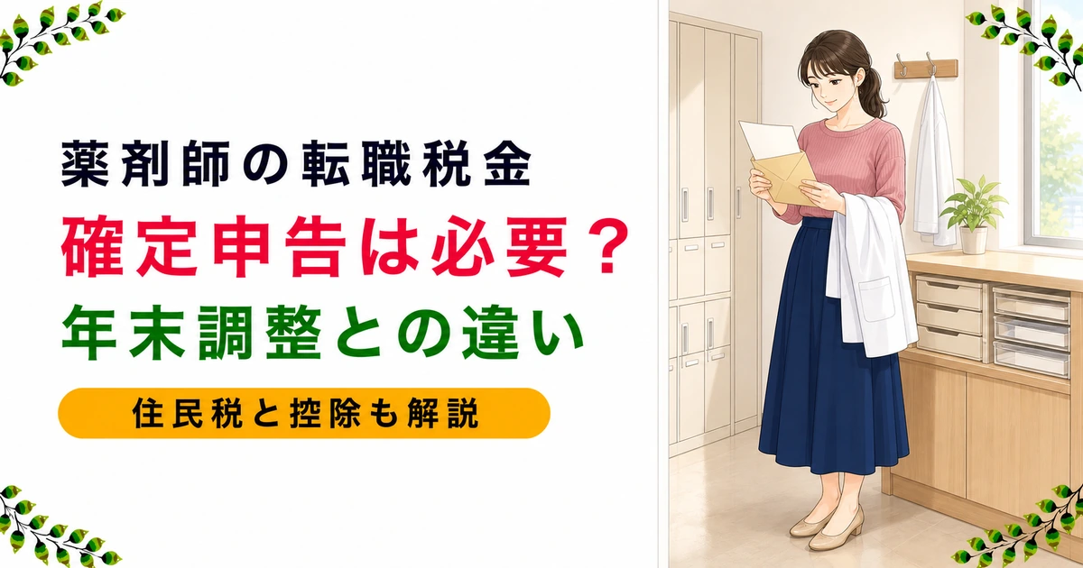 薬剤師が転職したとき確定申告は必要？年末調整との違い・タイミング別の影響・住民税の注意点・節税控除を現役薬剤師が解説