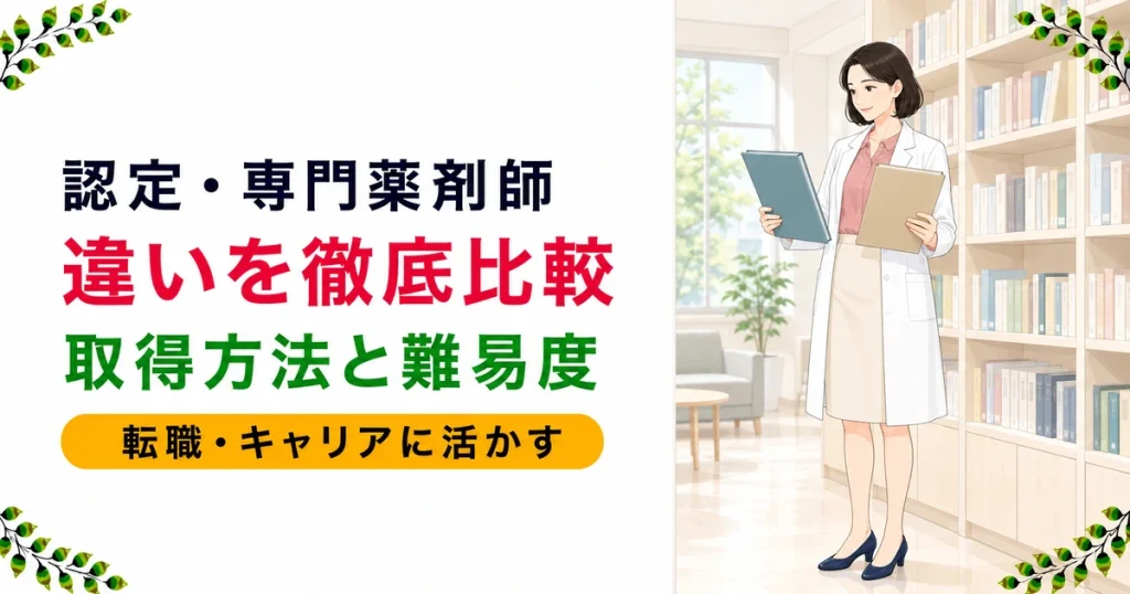 認定薬剤師と専門薬剤師の違いは？取得方法とキャリアへの活かし方を解説