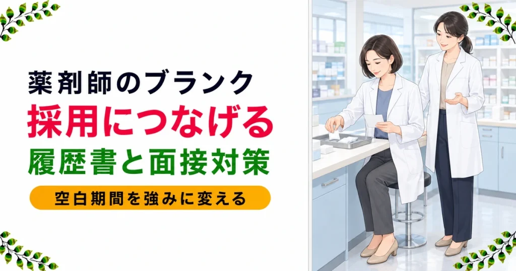 薬剤師はブランクがあっても採用される｜履歴書の書き方・期間別4段階の対策・理由別5パターンの例文・面接のPREP法を現役薬剤師が解説