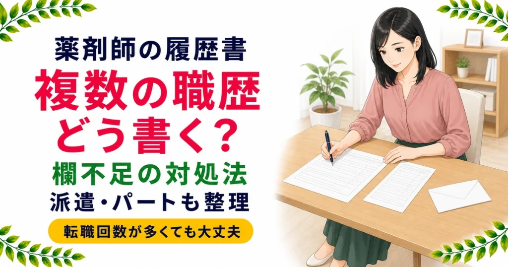 薬剤師の履歴書｜複数の職歴の書き方と欄が足りない時の対処法を現役薬剤師が解説
