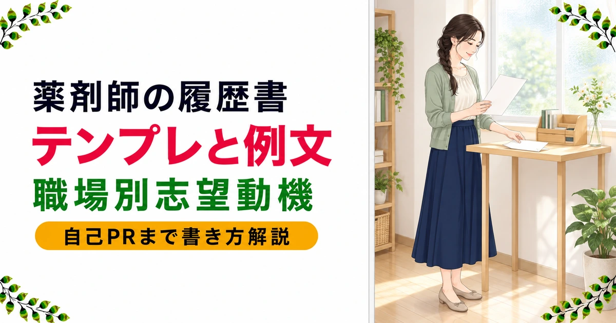 薬剤師の履歴書テンプレート・例文集｜職場別志望動機・自己PR付き