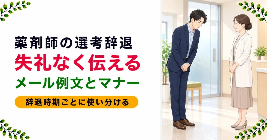 薬剤師の選考辞退の方法は？伝え方・メール例文・マナーを現役薬剤師が解説