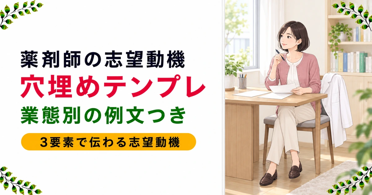 薬剤師の志望動機テンプレート｜業態別の例文と書き方を解説