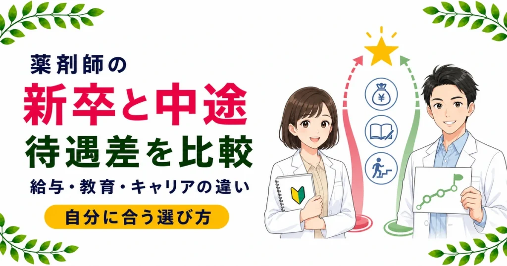 薬剤師の新卒と中途の待遇差｜給与・教育・キャリアを比較