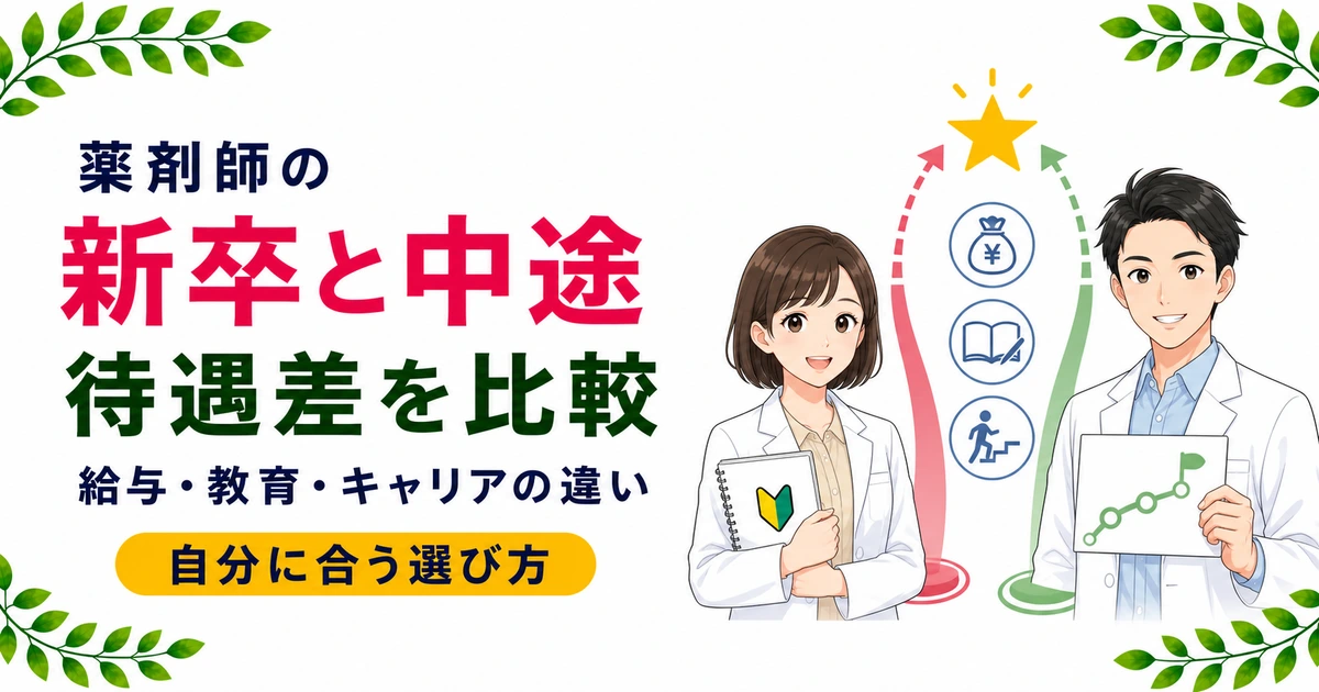 薬剤師の新卒と中途の待遇差|給与・教育・キャリアを比較