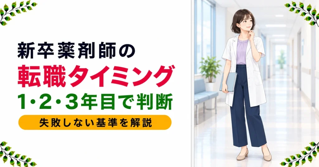 薬剤師の新卒転職は3年目がベスト——1年目・2年目・3年目別の判断基準・失敗パターン・チェックリストを現役薬剤師が解説