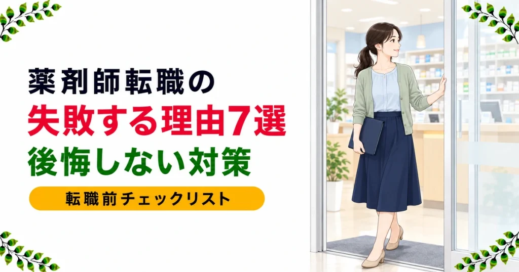 薬剤師が転職で失敗する7つの理由と後悔しないための完全チェックリスト【現役薬剤師監修】